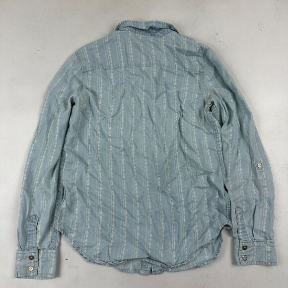 Paige TENNA Blue Striped Chambray Button Up Shirt 100% Tencel Lyocell L/S Sz XS - Picture 9 of 10